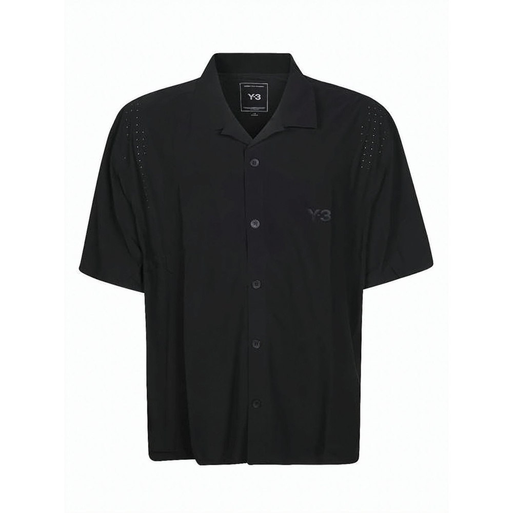 Y-3 Short-Sleeved Polo Shirt with Perforated Shoulder Details